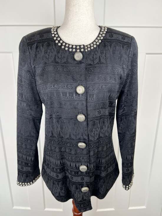 Double D Ranch Jackets & Blazers - Vintage Double D Ranchwear Jacket S Black Jacquard Studded Concho Western Zip